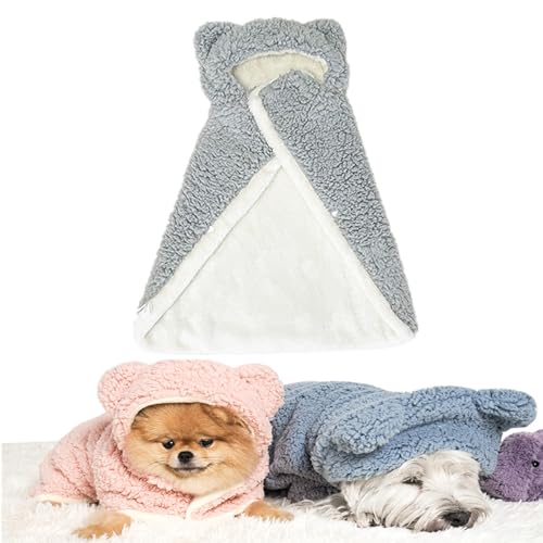 Pet Cape Blanket, Dog Cape Blanket, Pet Robes for Dogs, Wearable Blanket for Dogs, Pet Robe Blanket Pet Clothing Warm Sleeping Blanket (S,Gray) von Sovtay