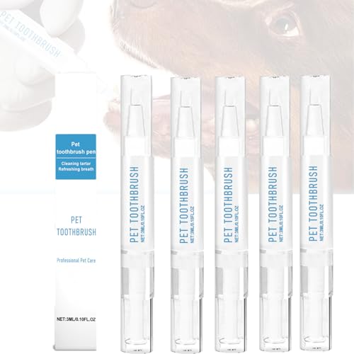 Pet Toothbrush Pen, Haustier-Zahnbürstenstift, Zahnbürstenstift Für Hunde, Zahnaufhellung Und Reinigung Für Katzen Und Hunde, Natürliche Pflanzliche Substanz Zur Reparatur Der Zähne Von (5PCS) von Sovtay