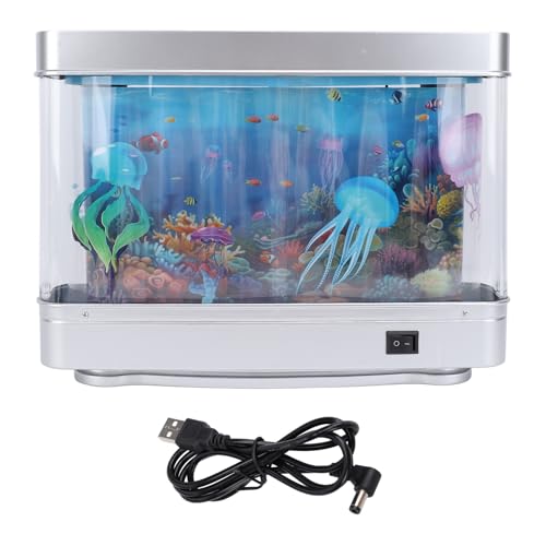 Künstliche Aquarium-Lampe mit beweglichen Fischen und LED-Weißlicht, USB, 5 V, Stecker, Aquarium-Lampe für Desktop, Schlafzimmer, simulierte Unterwasserwelt von Spacnana