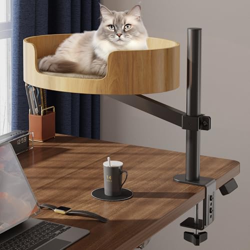 Katzen-Schreibtischbett – Katzenbett für Indoor-Katzen mit verstellbarer Höhe und 360° Drehung, erhöhtes Schreibtischnest, Katzenbett für Tisch, Desktop-Katzenbett mit Hängematte für kleinen Raum, von Spacocld