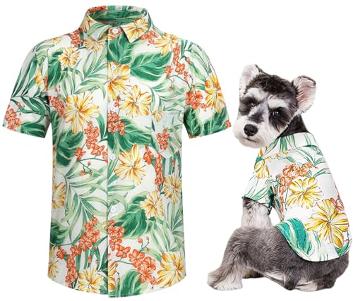 Hawaii-Hunde-Shirt, Sommer-T-Shirts, Hunde-Stil, Blumenmuster, atmungsaktiv, coole Kleidung, Hawaii-Hemden für kleine Hunde und Katzen, Besitzer und Haustier-Shirts sind separat erhältlich von Spajoy