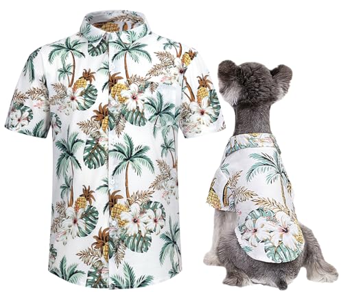 Hawaii-Hunde-Shirt, Sommer-T-Shirts, Hunde-Stil, Blumenmuster, atmungsaktiv, coole Kleidung, Hawaii-Hemden für kleine Hunde und Katzen, Besitzer und Haustier-Shirts sind separat erhältlich von Spajoy