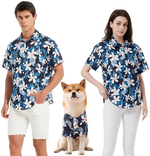 Hawaiianisches Hunde-Shirt, Sommer-T-Shirts, Hunde-Stil, florales Muster, atmungsaktiv, coole Kleidung, Hawaii-Hemden, Geschenke für Besitzer und Haustier-Shirts sind separat erhältlich von Spajoy