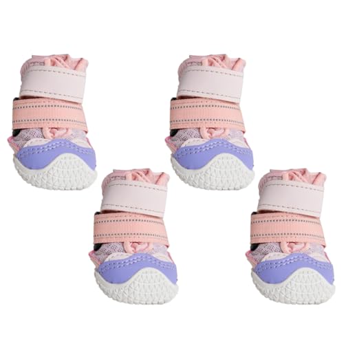 Spark Paws Hundeschuhe für mittelgroße und große Hunde, rutschfeste Hundestiefel für heißen Asphalt, Winter, Schnee, Wandern mit reflektierenden Riemen, 4er-Set - Pink Purple, D von Spark Paws