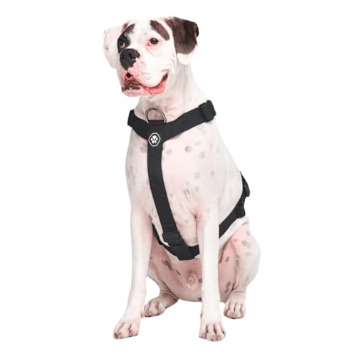 Spark Paws Großes Hundegeschirr ohne Zug, Halterdesign mit Frontclip, Robust und Strapazierfähig für Große und Starke Rassen - Black, M von Spark Paws