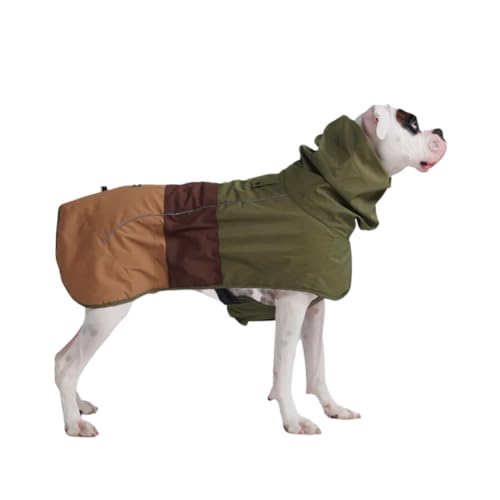 Spark Paws Hunderegenmantel, wasserdichte Winddichte Regenjacke, für kleine, mittlere, große und extra große Hunde, reflektierend, atmungsaktiv, mit vollständigem Körperschutz - Green Brown Tan - 3XL von Spark Paws