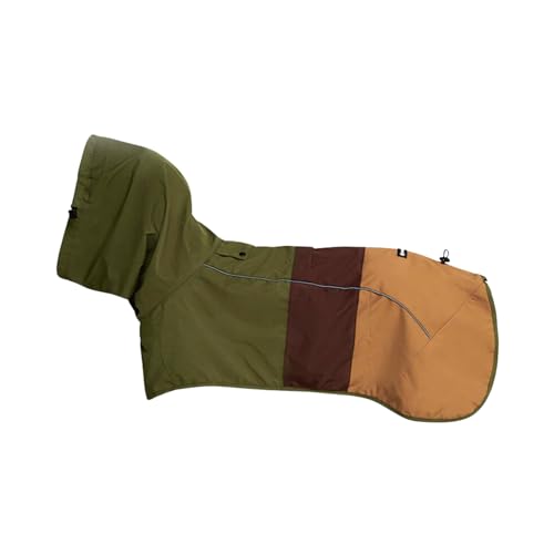 Spark Paws Hunderegenmantel, wasserdichte Winddichte Regenjacke, für kleine, mittlere, große und extra große Hunde, reflektierend, atmungsaktiv, mit vollständigem Körperschutz - Green Brown Tan - L von Spark Paws