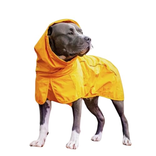 Spark Paws Hunderegenmantel, wasserdichte Winddichte Regenjacke, für kleine, mittlere, große und extra große Hunde, reflektierend, atmungsaktiv, mit vollständigem Körperschutz - Mustard Yellow - 2XL von Spark Paws