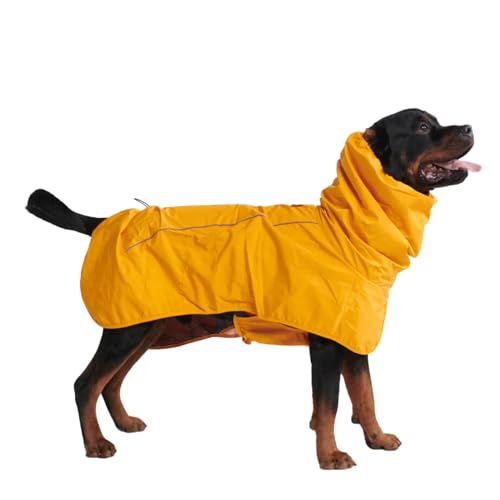 Spark Paws Hunderegenmantel, wasserdichte Winddichte Regenjacke, für kleine, mittlere, große und extra große Hunde, reflektierend, atmungsaktiv, mit vollständigem Körperschutz - Mustard Yellow - 4XL von Spark Paws