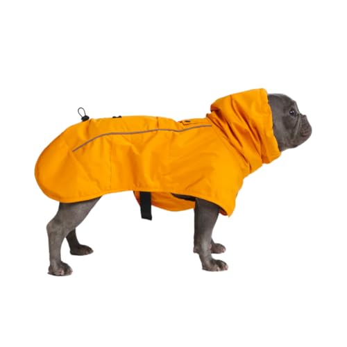 Spark Paws Hunderegenmantel, wasserdichte Winddichte Regenjacke, für kleine, mittlere, große und extra große Hunde, reflektierend, atmungsaktiv, mit vollständigem Körperschutz - Mustard Yellow - L von Spark Paws