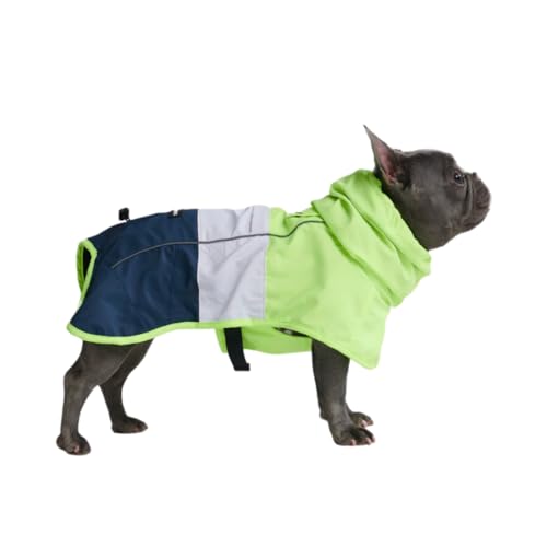 Spark Paws Breatheshield™ Hunderegenmantel - Allwetterschutz und Komfort - Atmungsaktiver Komfort, Anpassbare Passform und Sicherheitsverbesserungen - Neon White Navy Blue, L von Spark Paws