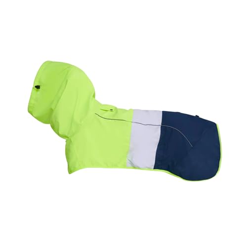 Spark Paws Breatheshield™ Hunderegenmantel - Allwetterschutz und Komfort - Atmungsaktiver Komfort, Anpassbare Passform und Sicherheitsverbesserungen - Neon White Navy Blue, S von Spark Paws