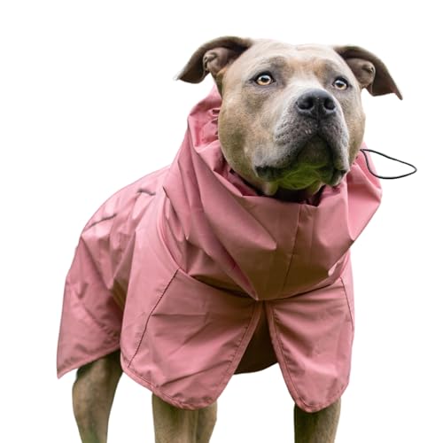 Spark Paws Hunderegenmantel, wasserdichte Winddichte Regenjacke, für kleine, mittlere, große und extra große Hunde, reflektierend, atmungsaktiv, mit vollständigem Körperschutz - Sea Pink, 2XL von Spark Paws