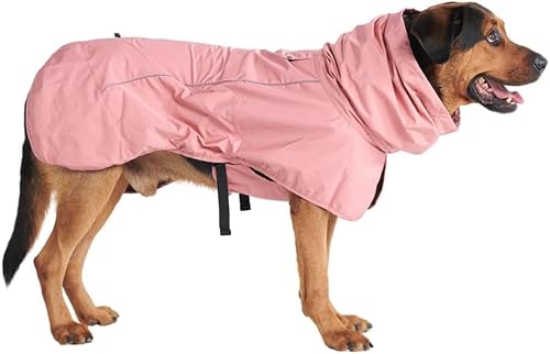 Spark Paws Hunderegenmantel, wasserdichte Winddichte Regenjacke, für kleine, mittlere, große und extra große Hunde, reflektierend, atmungsaktiv, mit vollständigem Körperschutz - Sea Pink, 4XL von Spark Paws