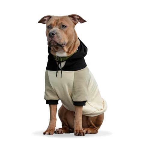Spark Paws Hunde Hoodie Sweatshirt Pullover - Premium Qualität, weich, Komfortabel und passend für große Hunde, für alle Rassen - Kapuzenpullis, Fleece Sweater, Haustierkleidung - Olive Cream - L von Spark Paws