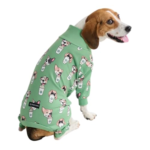 Spark Paws Dog Pajama, Ultra-Soft and 4-Way Stretch, Recovery-Suit PJ Onesie for Small, Medium and Large Breeds - Pup Cup - XXL von Spark Paws