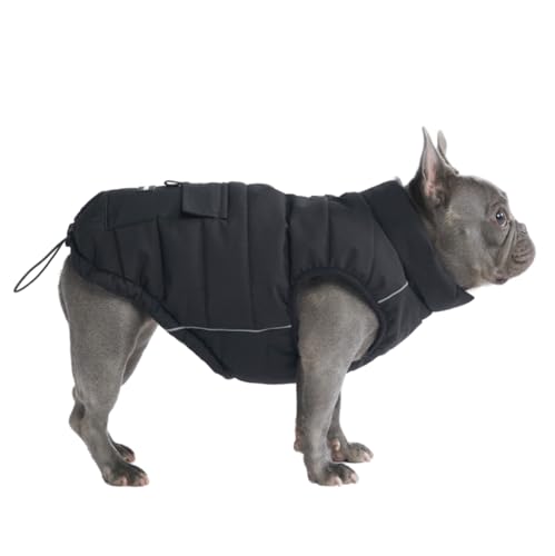 Warmshield™ Hundejacke Wintermantel, Warmes Fleece, Wasserabweisend, Winddicht, Reflektierende Weste, Geeignet für Mittelgroße und Große Hunde, Kälteschutz Schneejacke Parka - Black - L von Spark Paws