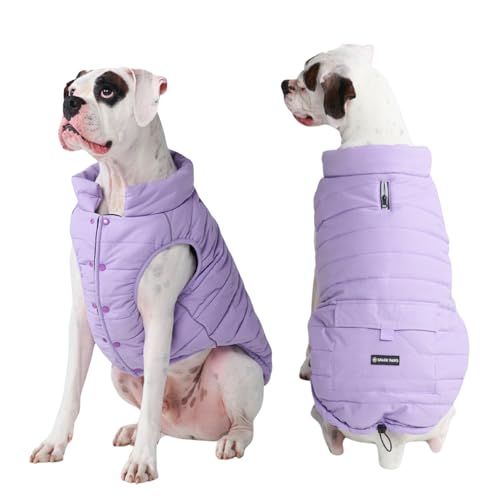 Warmshield™ Hundejacke Wintermantel, Warmes Fleece, Wasserabweisend, Winddicht, Reflektierende Weste, Geeignet für Mittelgroße und Große Hunde, Kälteschutz Schneejacke Parka - Lilac - 3XL von Spark Paws