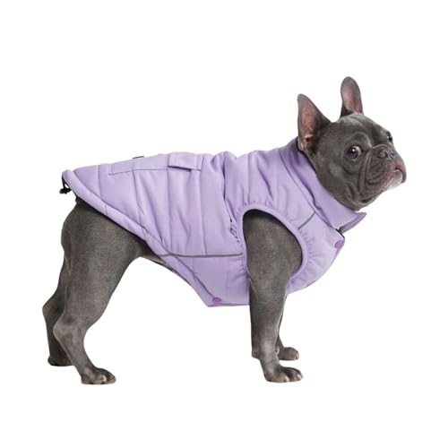 Spark Paws Warmshield™ Hundejacke Wintermantel, Warmes Fleece, Wasserabweisend, Winddicht, Reflektierende Weste, Geeignet für Mittelgroße und Große Hunde, Kälteschutz Schneejacke Parka - Lilac - L von Spark Paws