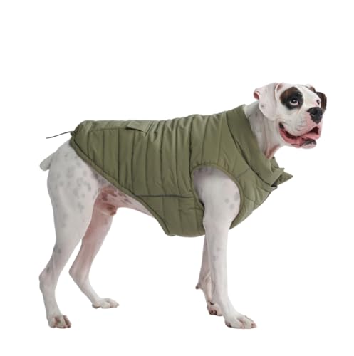 Spark Paws Warmshield™ Hundejacke Wintermantel, Warmes Fleece, Wasserabweisend, Winddicht, Reflektierende Weste, Geeignet für Mittelgroße und Große Hunde, Kälteschutz Schneejacke Parka - Olive - 4XL von Spark Paws