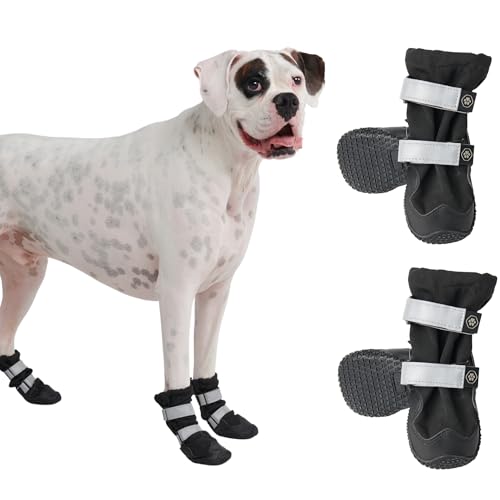 Spark Paws Flex Shell wasserdichte Hundeschuhe - Pfotenschutz für alle Jahreszeiten - Wasserbeständigkeit, strapazierfähige Sohle und reflektierende Riemen - Black, C von Spark Paws