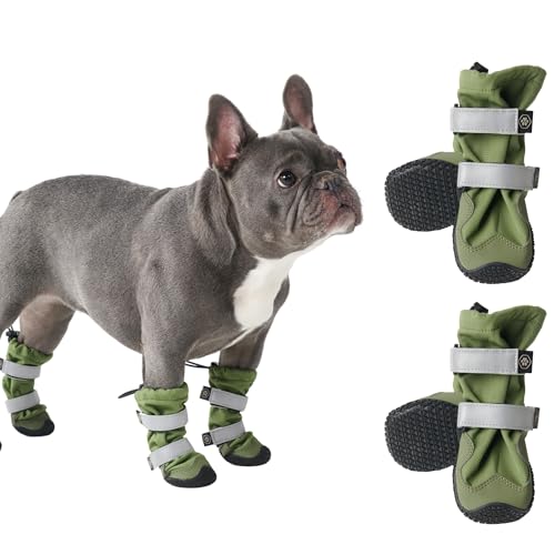 Spark Paws Flex Shell wasserdichte Hundeschuhe - Pfotenschutz für alle Jahreszeiten - Wasserbeständigkeit, strapazierfähige Sohle und reflektierende Riemen - Green, A von Spark Paws