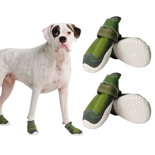 Spark Paws Hundeschuhe – rutschfest & Atmungsaktiv, Pfotenschutz im Sommer für heiße Oberflächen & Wandern, Strapazierfähig, 4er-Set - Green, A von Spark Paws