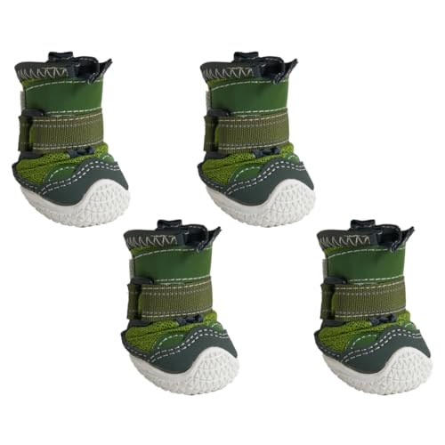 Spark Paws Hundeschuhe für mittelgroße und große Hunde, rutschfeste Hundestiefel für heißen Asphalt, Winter, Schnee, Wandern mit reflektierenden Riemen, 4er-Set - Green, A von Spark Paws