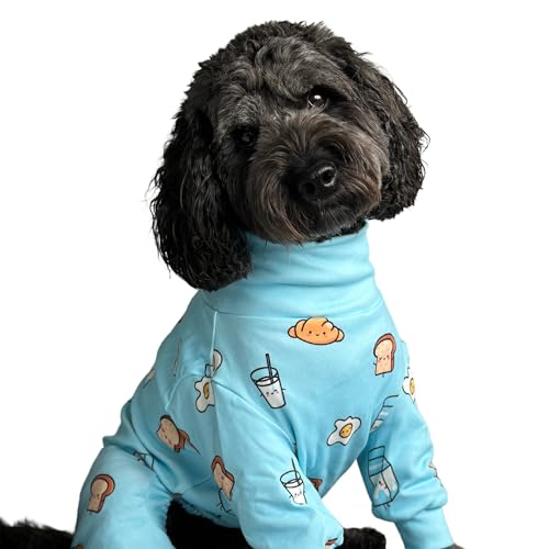 Spark Paws Hunde-Pyjamas - Gefertigt für das Wohlbefinden Ihres Hundes: Signature 4-Wege-Stretch-Material, Beruhigendes Fleece-Innenfutter und Präzise Passformtechnologie - Breakfast Blue - M von Spark Paws