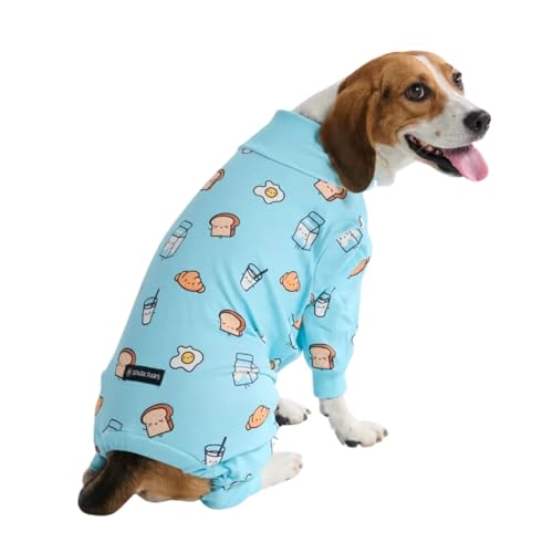 Spark Paws Hunde-Pyjamas - Gefertigt für das Wohlbefinden Ihres Hundes: Signature 4-Wege-Stretch-Material, Beruhigendes Fleece-Innenfutter und Präzise Passformtechnologie - Breakfast Blue - XXL von Spark Paws