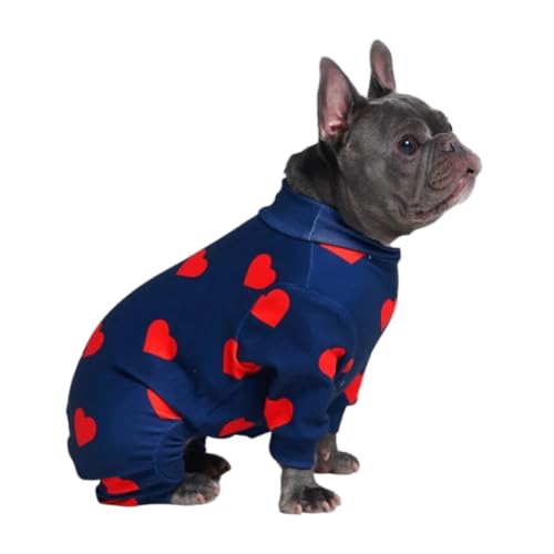 Spark Paws Hundepyjama, ultraweich und 4-Wege-Stretch, Erholungsanzug nach Operation, Schlafanzug Onesie für Kleine, Mittlere und Große Hunde - Hearts - L von Spark Paws