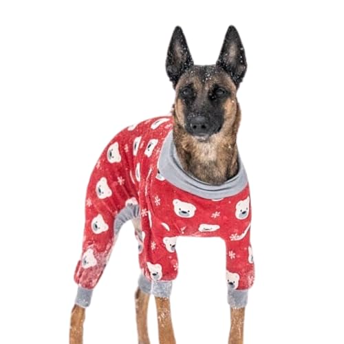 Spark Paws Hundepyjama, ultraweich und 4-Wege-Stretch, Erholungsanzug nach Operation, Schlafanzug Onesie für Kleine, Mittlere und Große Hunde - Polar Bear - 4XL von Spark Paws