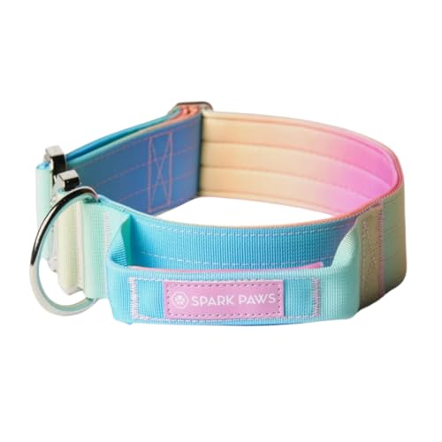 Spark Paws Taktisches Hundehalsband mit Griff - Premium Qualität, Robustes Design für große Hunderassen - Pitbulls, Labradore, GSD - Pastel Icing - S - 5cm von Spark Paws