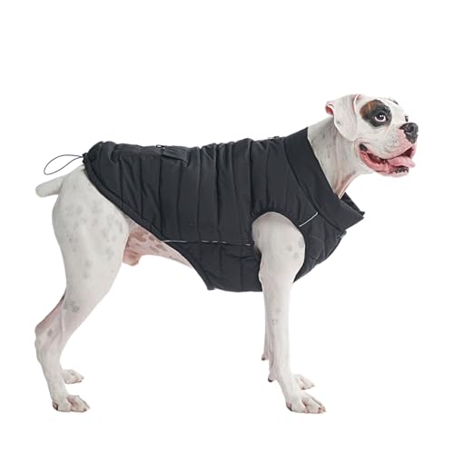 Spark Paws Warmshield™ Hundejacke Wintermantel, Warmes Fleece, Wasserabweisend, Winddicht, Reflektierende Weste, Geeignet für Mittelgroße und Große Hunde, Kälteschutz Schneejacke Parka - Black - XXL von Spark Paws