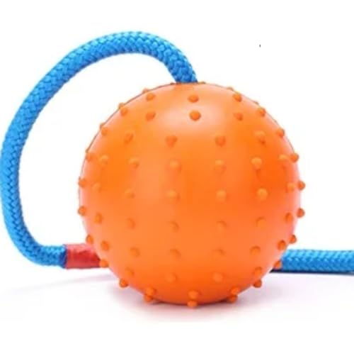 SparkDog Collars Apportierball mit Seil, Trainingsball, Gummiball für Hunde, Orange, 7 cm von SparkDog Collars