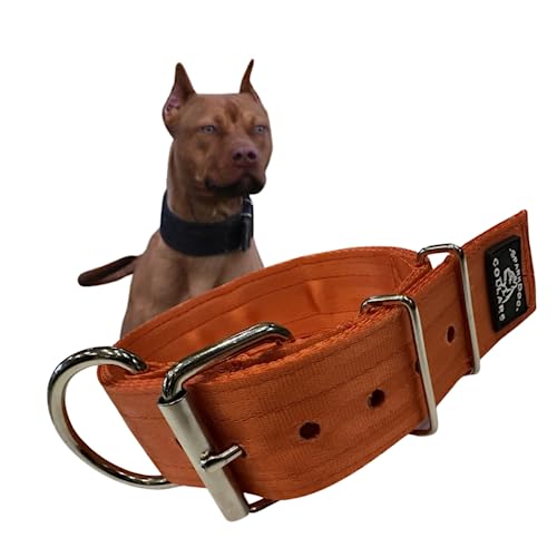 SparkDog Halsbänder, Arbeitshundehalsband, 5,1 cm breites Hundehalsband, 4-lagiges Polyester-Sicherheitsgurt-Gurtband, robuste Edelstahl-geschweißte Hardware, taktischer Stil, Pitbull, Hundehalsband von SparkDog Collars