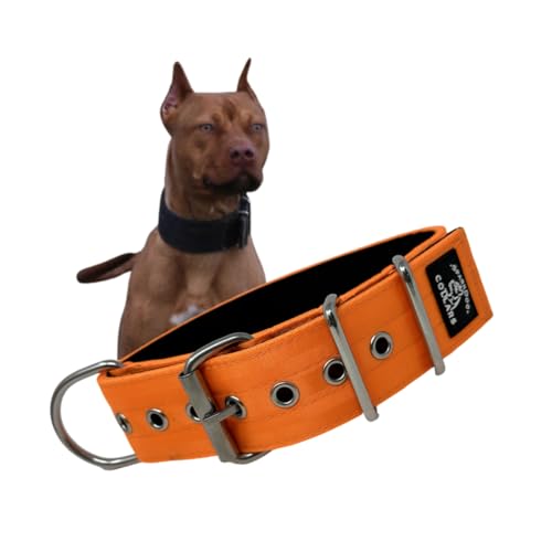 SparkDog Halsbänder, Arbeitshundehalsband, 5,1 cm breites Hundehalsband, 4-lagiges Polyester-Sicherheitsgurt-Gurtband, robuste Edelstahl-geschweißte Hardware, taktischer Stil, Pitbull, Hundehalsband von -SparkDog- Collars