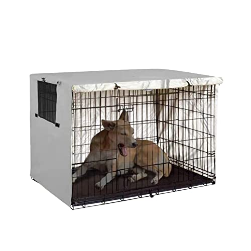 Hundekäfig Abdeckung, Abdeckung für Hundekäfige, Langlebiger Wasserdichter Winddicht Hundebox Abdeckung mit Doppeltür, für den innen und außenbereich (Grau XL) von Sparklenut