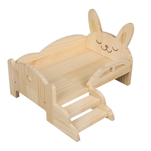 Sparklenut Meerschweinchen Hängematte Holz, Meerschweinchen Bett, Meerschweinchen Versteck mit Treppen, Hängematte für Hamster, Ratten, Frettchen, Chinchilla, Kleintiere (1* Bett Holz) von Sparklenut