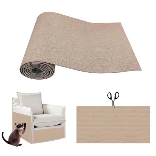 Kratzmatte, Selbstklebend Katzen Kratzbrett, Katzen kratzmatte, kratzmatte Katze Wand, Sisal Teppich Katzen, Kratzteppich Katze, kratzbretter Katze für Schützt Teppiche Sofas (1* Khaki, 40 * 100cm) von Sparklenut