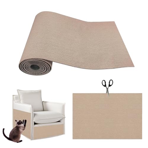 Kratzmatte, Selbstklebend Katzen Kratzbrett, Katzen kratzmatte, kratzmatte Katze Wand, Sisal Teppich Katzen, Kratzteppich Katze, kratzbretter Katze für Schützt Teppiche Sofas (1* Khaki, 60 * 100cm) von Sparklenut