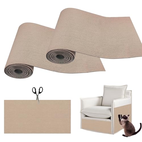 Kratzmatte, Selbstklebend Katzen Kratzbrett, Katzen kratzmatte, kratzmatte Katze Wand, Sisal Teppich Katzen, Kratzteppich Katze, kratzbretter Katze für Schützt Teppiche Sofas (2* Khaki, 40 * 100cm) von Sparklenut