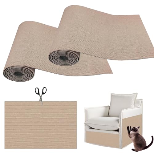 Kratzmatte, Selbstklebend Katzen Kratzbrett, Katzen kratzmatte, kratzmatte Katze Wand, Sisal Teppich Katzen, Kratzteppich Katze, kratzbretter Katze für Schützt Teppiche Sofas (2* Khaki, 60 * 100cm) von Sparklenut