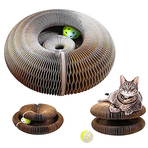 Sparklenut Magic Kratzpappe für Katzen,Cat Scratching Board,Katzen Kratzbrett mit Glockenball, Interaktives Kratzspielzeug krallenschleifer für Hunde,Faltbarer Katzenkratzer Scratching für Haustiere von Sparklenut