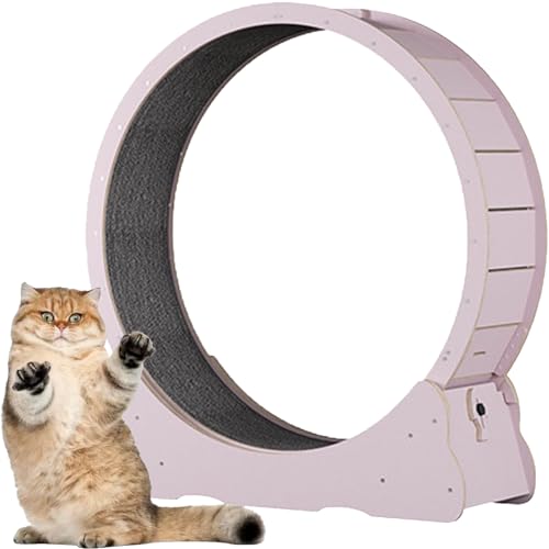 Katzen-Übungsrad, Katzen-Übungsrad aus Holz, mit Teppichboden, Laufband für Haustiere mit Bremse, für kleine und große Katzen,Pink-XL von Spdazzleburst