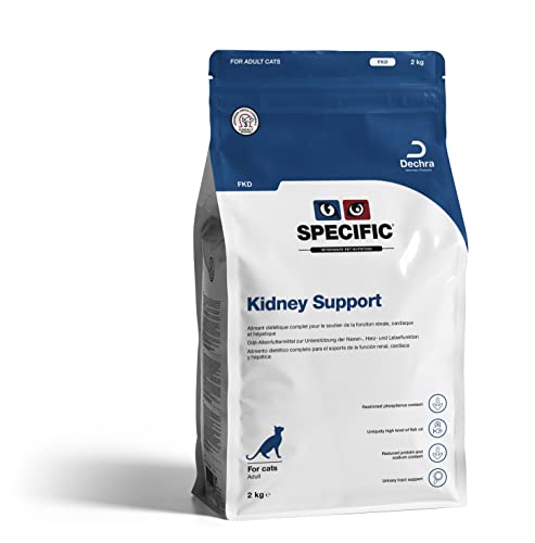 DECHRA Veterinary Products - SPECIFIC FKD Kidney Support - Trockenfutter für Katzen - Mit Omega-3 und Krillöl - Reduzierter Proteingehalt zur Entlastung der Nieren - Erwachsene Tiere - 2kg von Dechra