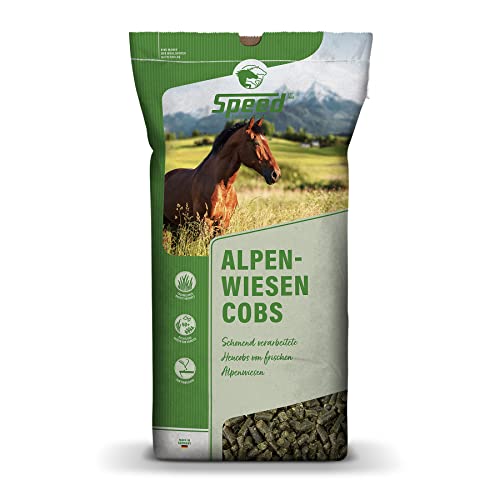 Speed ALPENWIESEN COBS, 1 x 20 kg, Heucobs von frischen Alpenwiesen, Pferdefutter ohne Melasse und Zusatzstoffe, zum Einweichen, Perfekter Raufutterersatz von Speed horsecare with passion EST. 1963