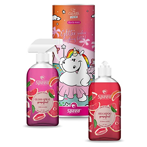 Speed Care'n'Snack Grapefruit, Verwöhn-Set für Pferde, mit Schweif- und Mähnenspray und Shampoo und GOODIETUBE, schmackhafte Pferdeleckerli und Premium-Pferdepflege im Vorteilspack von Speed horsecare with passion EST. 1963