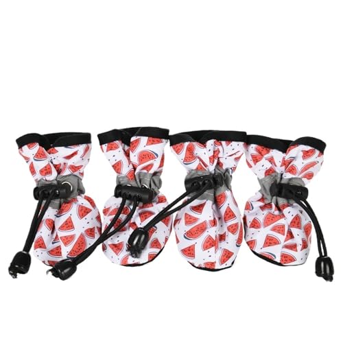 4 Stück Haustier-Hundeschuhe for kleine große Hunde und Katzen, rutschfest, weich, verstellbar, Pfotenstiefel, Socken, Welpen, Outdoor-Turnschuhe (Color : C16, Size : XL-5) von SpeesY