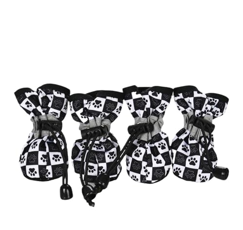 4 Stück Haustier-Hundeschuhe for kleine große Hunde und Katzen, rutschfest, weich, verstellbar, Pfotenstiefel, Socken, Welpen, Outdoor-Turnschuhe (Color : Paw 3, Size : XS-1) von SpeesY